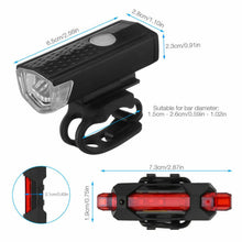 Carregar imagem no visualizador da galeria, LED Bike Light Set with USB Rechargeable Headlight and Taillight