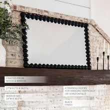 Load image into Gallery viewer, Black Beaded Carved Wood Wall Mirror
