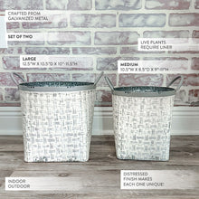 Load image into Gallery viewer, Whitewashed Woven Metal Baskets, Set of 2