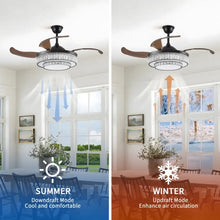 Carregar imagem no visualizador da galeria, Modern Indoor Ceiling Fan with Retractable LED Light, Remote, and 4 Blades