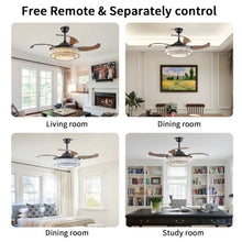 Carregar imagem no visualizador da galeria, Modern Indoor Ceiling Fan with Retractable LED Light, Remote, and 4 Blades