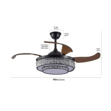Carregar imagem no visualizador da galeria, Modern Indoor Ceiling Fan with Retractable LED Light, Remote, and 4 Blades