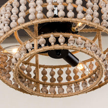 Carregar imagem no visualizador da galeria, Farmhouse 3-Light Wood Beaded Flush Mount Ceiling Lights