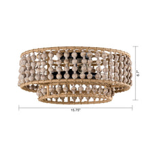 Carregar imagem no visualizador da galeria, Farmhouse 3-Light Wood Beaded Flush Mount Ceiling Lights