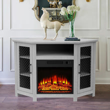 Carregar imagem no visualizador da galeria, 45" Corner Electric Fireplace TV Stands Console Table with 2 Metal Mesh Doors