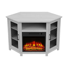 Carregar imagem no visualizador da galeria, 45" Corner Electric Fireplace TV Stands Console Table with 2 Metal Mesh Doors