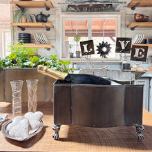 Carregar imagem no visualizador da galeria, Aged Metal Footed Planters, Set of Two