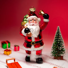 Load image into Gallery viewer, Festive Delivery Santa Claus Coming to Town Glass Christmas Ornament