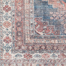 Carregar imagem no visualizador da galeria, Baltinglass Rust & Blue Washable Area Rug - Clearance