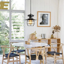 Carregar imagem no visualizador da galeria, Rustic Black Pendant Light for Island with Adjustable Cage Design