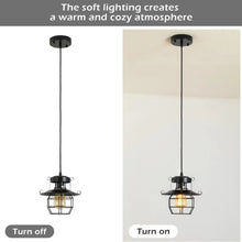 Carregar imagem no visualizador da galeria, Rustic Black Pendant Light for Island with Adjustable Cage Design