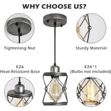 Carregar imagem no visualizador da galeria, Rustic Silver Metal Pendant Hanging Lights Kitchen with Adjustable LED Lamp