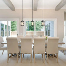 Carregar imagem no visualizador da galeria, Rustic Silver Metal Pendant Hanging Lights Kitchen with Adjustable LED Lamp