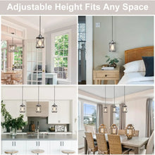 Carregar imagem no visualizador da galeria, Rustic Silver Metal Pendant Hanging Lights Kitchen with Adjustable LED Lamp