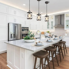 Carregar imagem no visualizador da galeria, Rustic Silver Metal Pendant Hanging Lights Kitchen with Adjustable LED Lamp