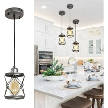 Carregar imagem no visualizador da galeria, Rustic Silver Metal Pendant Hanging Lights Kitchen with Adjustable LED Lamp