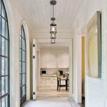 Carregar imagem no visualizador da galeria, Rustic Silver Metal Pendant Hanging Lights Kitchen with Adjustable LED Lamp