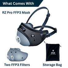Load image into Gallery viewer, RZ PRO FFP3 Respirator / 99% Filtration & Active Carbon / RZ Secure 360 Seal™