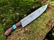 Cargar imagen en el visor de la galería, Custom Handmade Damascus Hunting Knife – 13" with Rosewood Handle