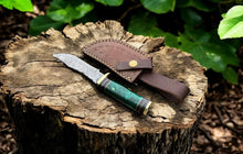 Cargar imagen en el visor de la galería, Custom Handmade Damascus Hunting Knife – 8" with Sheath