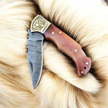 Load image into Gallery viewer, Custom Handmade Damascus Steel Pocket Clip Knife - 3" Blade