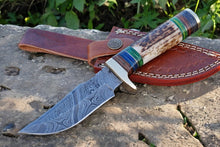 Load image into Gallery viewer, Custom Handmade Hunting Knife – Damascus Steel Blade