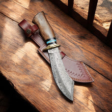 Load image into Gallery viewer, Custom Handmade Damascus Bowie Knife with Rosewood Handle