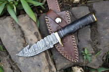 Load image into Gallery viewer, Custom Handmade Damascus Hunting Knife – 8" with Sheath