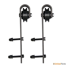 Load image into Gallery viewer, Lucia 1299 Matte Black Double Barn Door with Mirror Glass and Black Bypass Rail