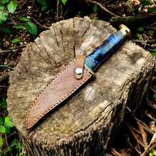 Carregar imagem no visualizador da galeria, Custom Handmade Bowie Knife - 12" Damascus Steel Blade with Leather Sheath