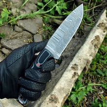 Load image into Gallery viewer, Custom Handmade Damascus Hunting Knife – 9" with Micarta Handle