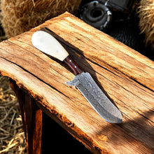 Load image into Gallery viewer, Cowboy Knife with Sheath | Rustic Summer Handmade Damascus Knife