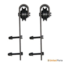 Cargar imagen en el visor de la galería, Planum 0012 White Silk Double Barn Door and Black Bypass Rail