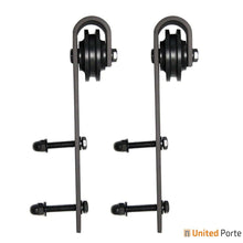 Cargar imagen en el visor de la galería, Planum 0020 Matte Black Double Barn Door and Black Bypass Rail