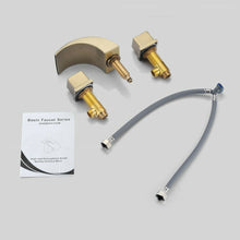 Carregar imagem no visualizador da galeria, Brushed Gold or Matte Black Or Brushed Nickel Waterfall Bathroom Sink Faucet with 3 Holes, 2 Handles and Pop-Up Drain