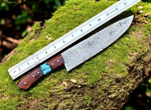 Cargar imagen en el visor de la galería, Custom Handmade Damascus Hunting Knife – 13" with Rosewood Handle