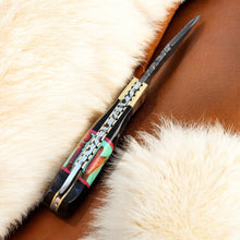 Load image into Gallery viewer, Custom Handmade Damascus Steel Pocket Knife with Brass Bolster