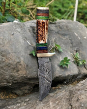 Load image into Gallery viewer, Custom Handmade Hunting Knife – Damascus Steel Blade