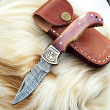 Load image into Gallery viewer, Custom Handmade Damascus Steel Pocket Clip Knife - 3" Blade