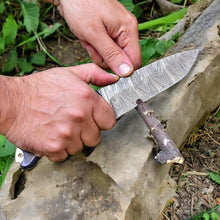 Load image into Gallery viewer, Custom Handmade Damascus Hunting Knife – 9" with Micarta Handle