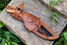 Load image into Gallery viewer, Custom Handmade Damascus Hunting Knife – Olive Wood Handle