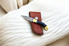 Load image into Gallery viewer, Custom Handmade Damascus Pocket Knife with Buffalo Horn