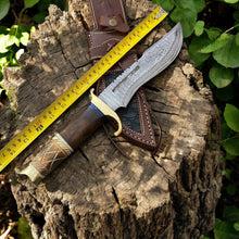 Carregar imagem no visualizador da galeria, Custom Handmade Bowie Knife - 14" Damascus Steel Blade, Rosewood & Bone Handle
