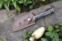 Load image into Gallery viewer, Custom Handmade Damascus Hunting Knife – 8" with Sheath