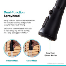 Cargar imagen en el visor de la galería, Matte Black Or Brushed Gold Pull Out Spray Kitchen Sink Faucet Commercial Swivel Tap W/Plate