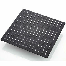 Cargar imagen en el visor de la galería, 12-inch or 16-inch Wall Mount Matte Black Rain Shower Head with Thermostatic Faucet and Tub Spout - Immerse in a Blissful Shower Experience