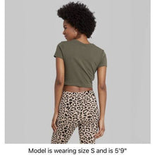 Load image into Gallery viewer, Women's Short Sleeve Cropped T-Shirt - Wild Fable™ XL OLIVE GREEN