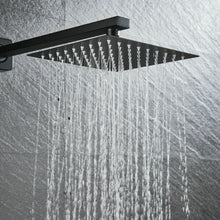 Cargar imagen en el visor de la galería, Matte Black Wall Mounted Rainfall Shower Faucet Dual Function with Pressure Balance Rough-In Valve