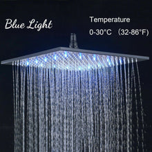 Cargar imagen en el visor de la galería, Matte Black Ceiling Mounted Rainfall Shower Faucet: 12'' or 16'' with LED Option
