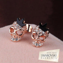 Load image into Gallery viewer, Crystal Skull Crown Earrings